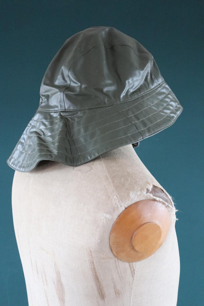 Vintage 1960s PVC sou’wester - waterproof bucket hat - fisherman workwear - rainwear - Swedish military