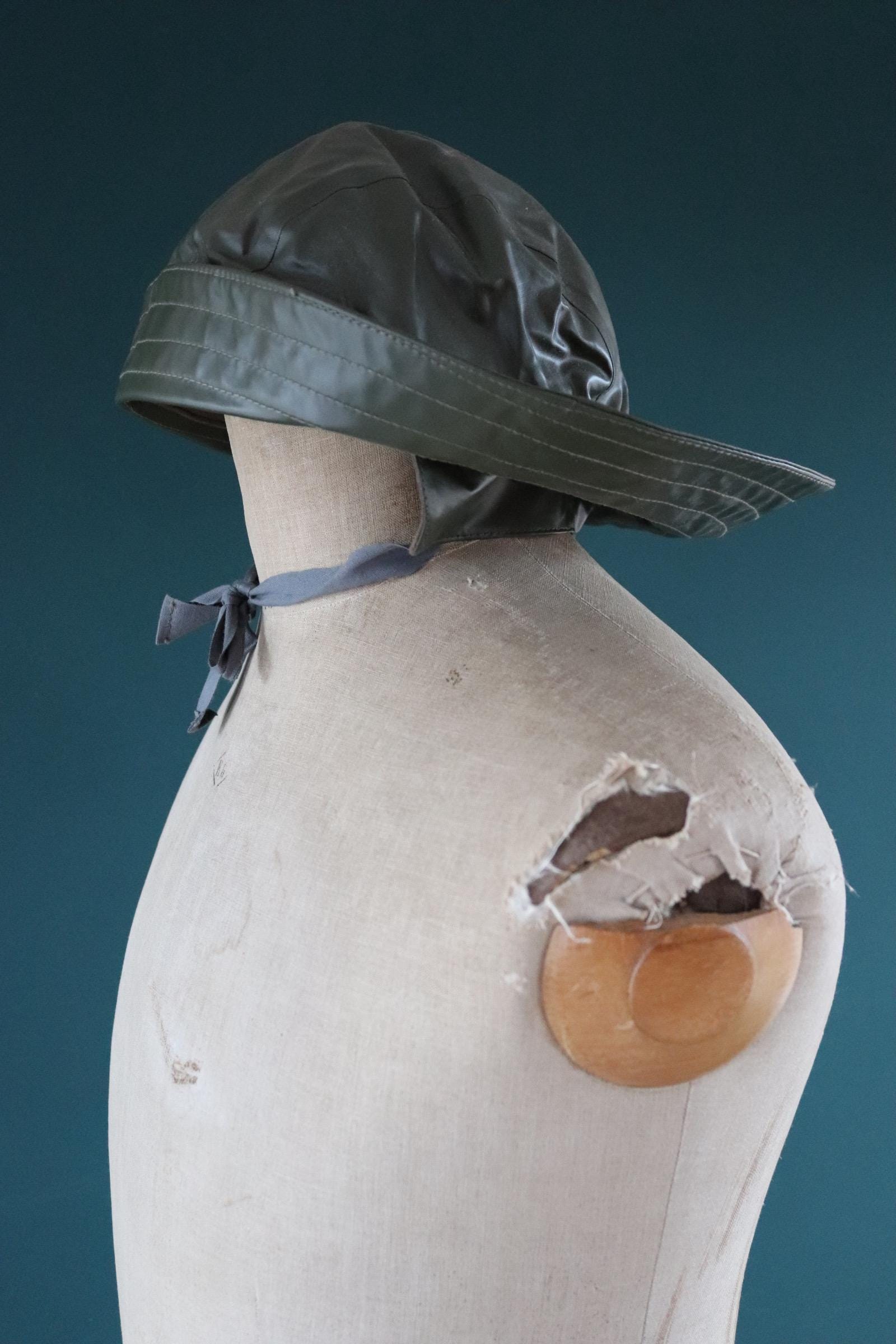 Vintage 1960s PVC sou’wester - waterproof bucket hat - fisherman workwear - rainwear - Swedish military