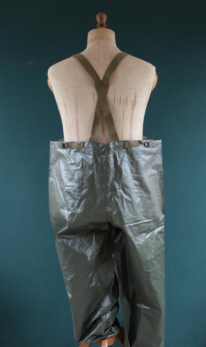 Vintage 1980s Italian Navy waterproofs - deck overalls - foul weather gear - 47" x 28”