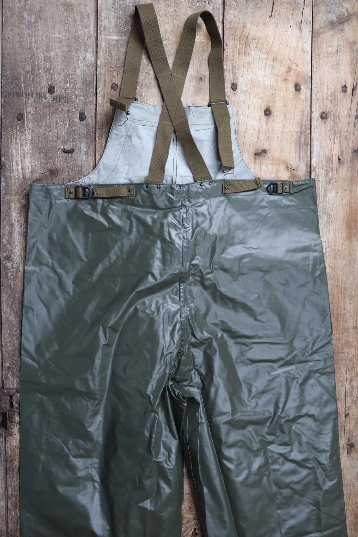 Vintage 1980s Italian Navy waterproofs - deck overalls - foul weather gear - 42" x 28”