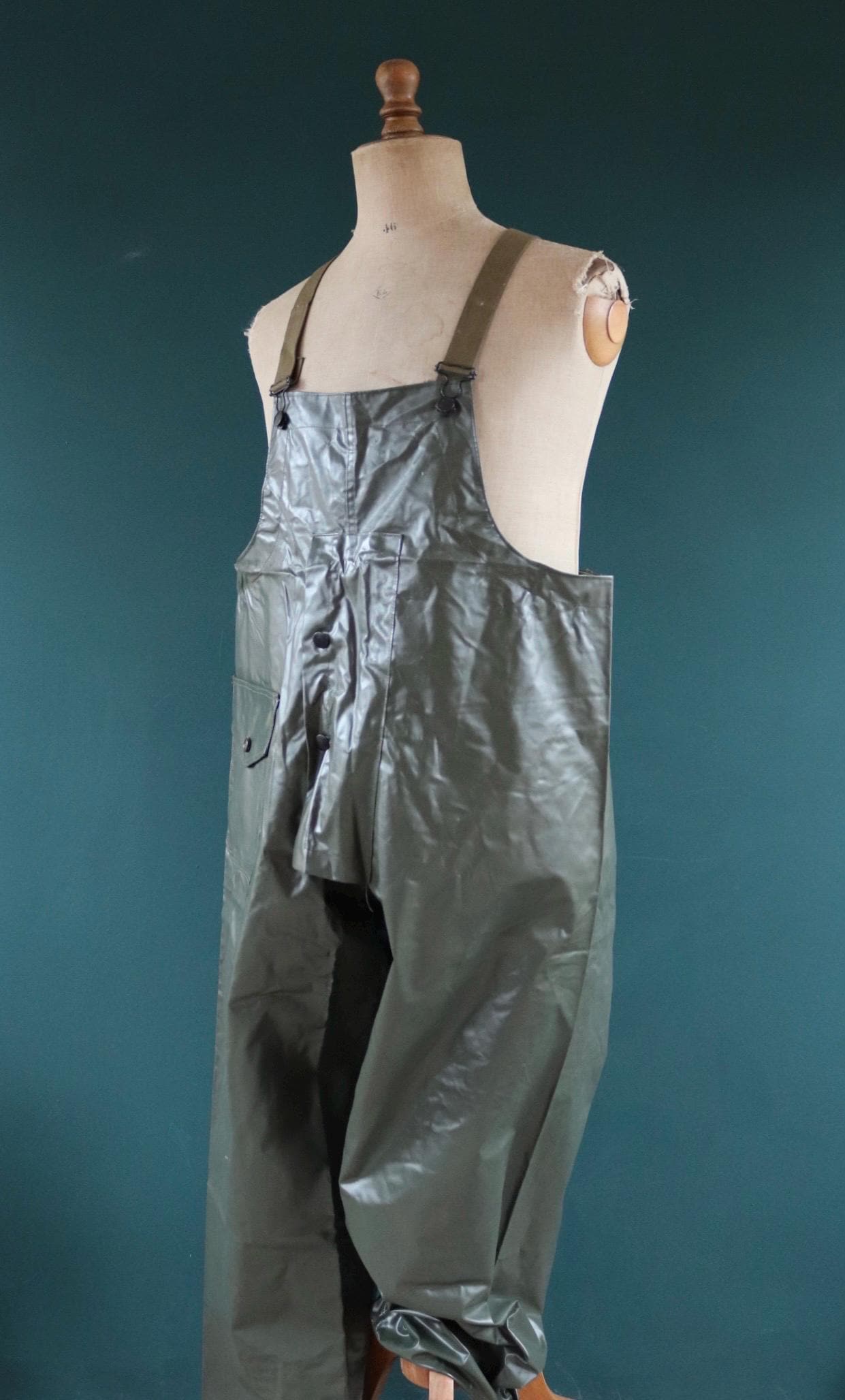 Vintage 1980s Italian Navy waterproofs - deck overalls - foul weather gear - 45" x 28”