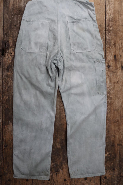 Vintage 1960s French workwear overalls - HBT cotton twill dungarees - 32” x 29”