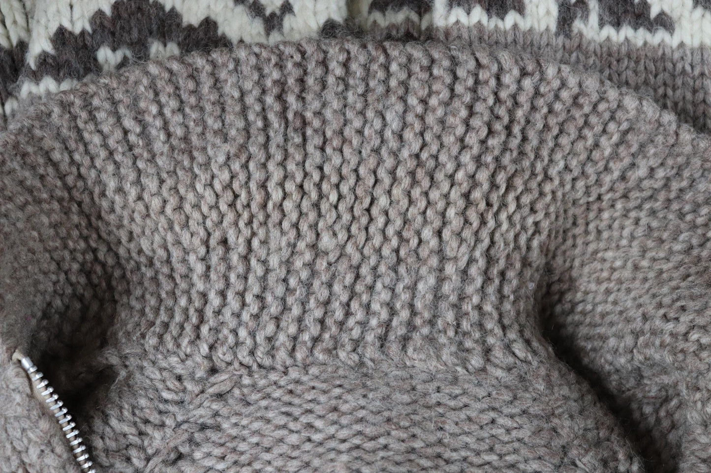 Vintage 1970s Cowichan wool cardigan - hand knitted - 1980s chunky winter sweater - 42" chest