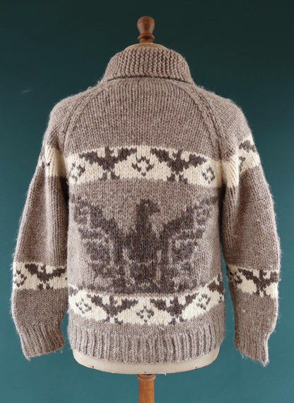 Vintage 1970s Cowichan wool cardigan - hand knitted - 1980s chunky winter sweater - 42" chest