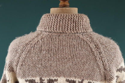 Vintage 1970s Cowichan wool cardigan - hand knitted - 1980s chunky winter sweater - 42" chest