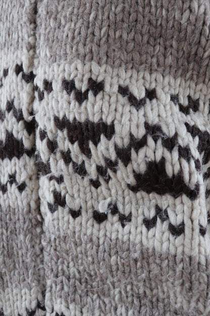 Vintage 1970s Cowichan wool cardigan - hand knitted - 1980s chunky winter sweater - 46" chest