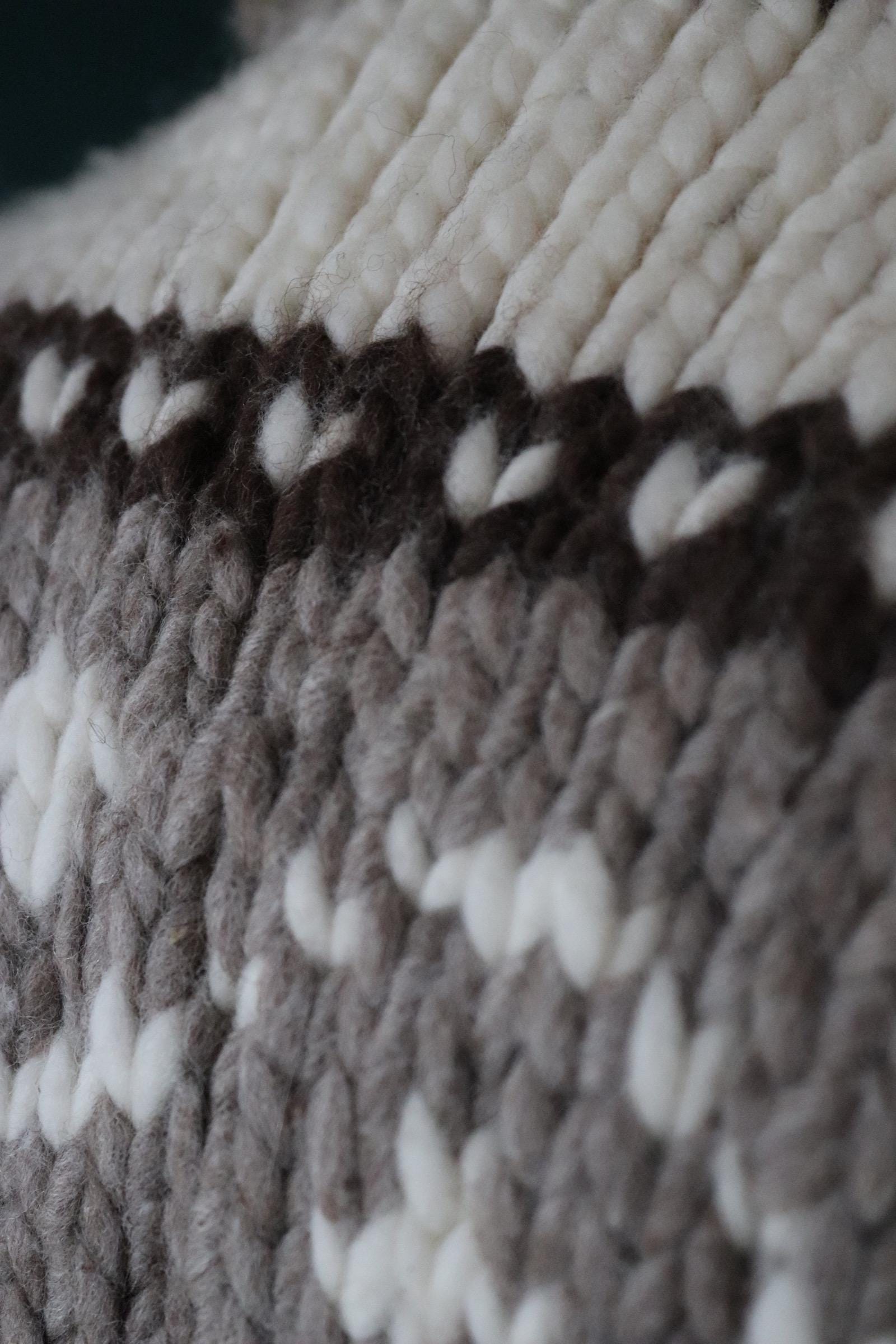 Vintage 1980s Cowichan wool cardigan - hand knitted - chunky winter sweater - 45" chest