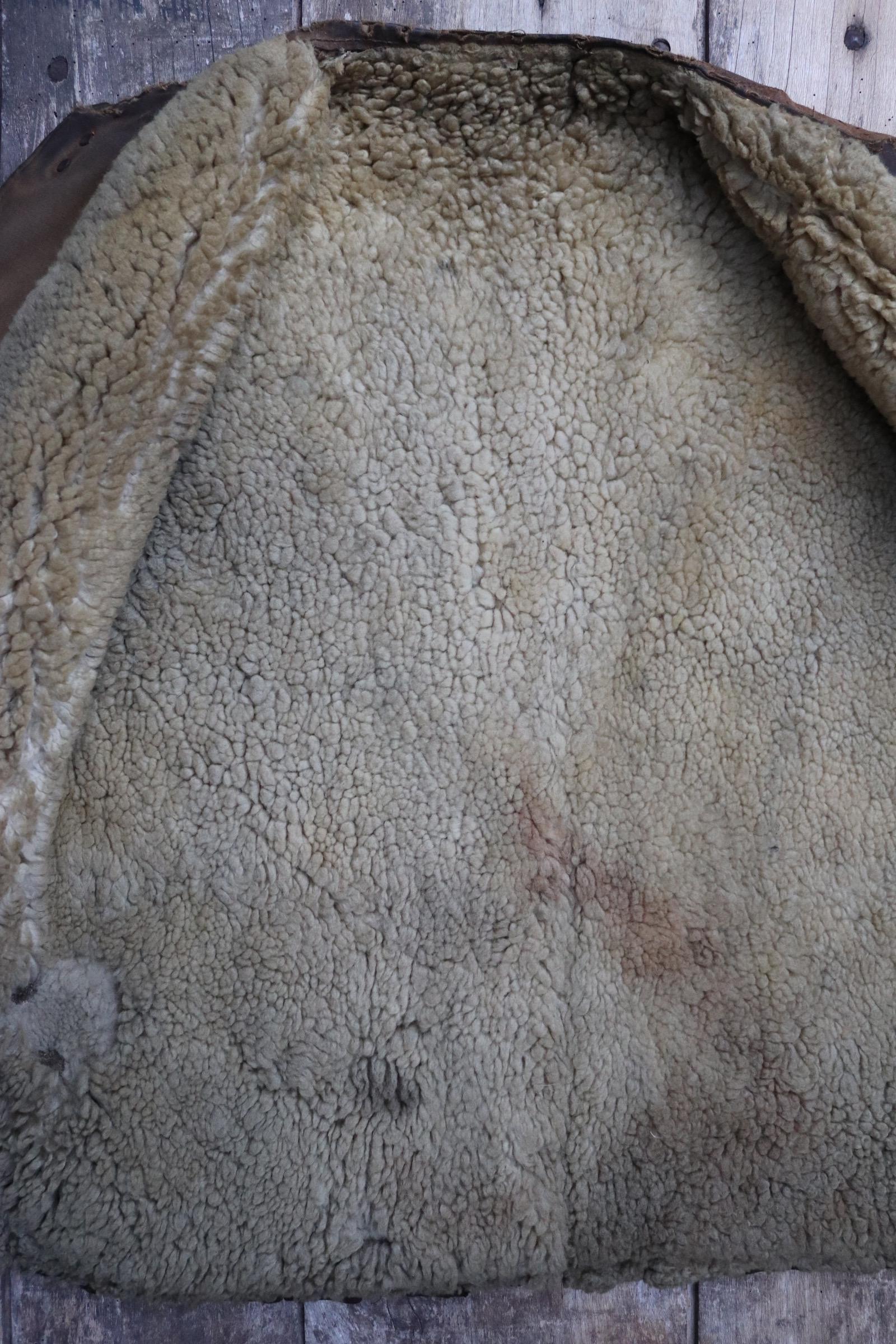 Vintage 1940s British military jerkin - WW2 sheepskin - Tropal coat - RAF vest - horsehide leather waistcoat - 42” chest