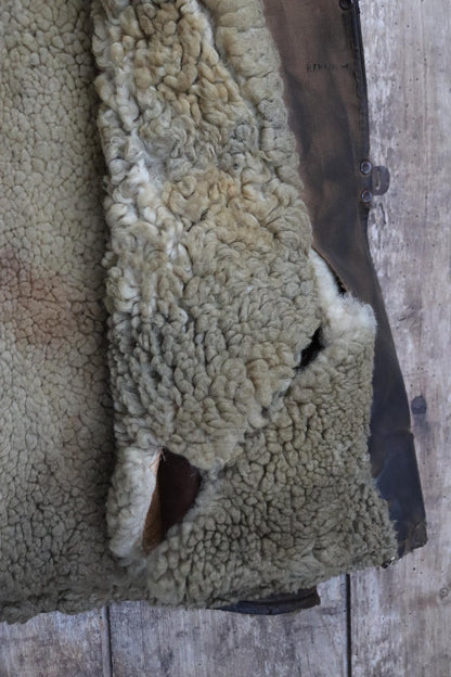 Vintage 1940s British military jerkin - WW2 sheepskin - Tropal coat - RAF vest - horsehide leather waistcoat - 42” chest