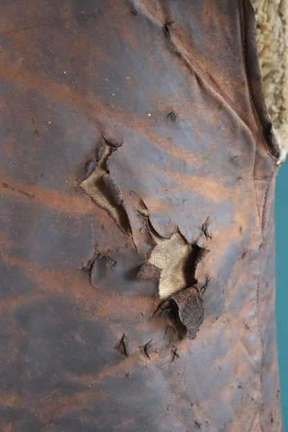 Vintage 1940s British military jerkin - WW2 sheepskin - Tropal coat - RAF vest - horsehide leather waistcoat - 42” chest