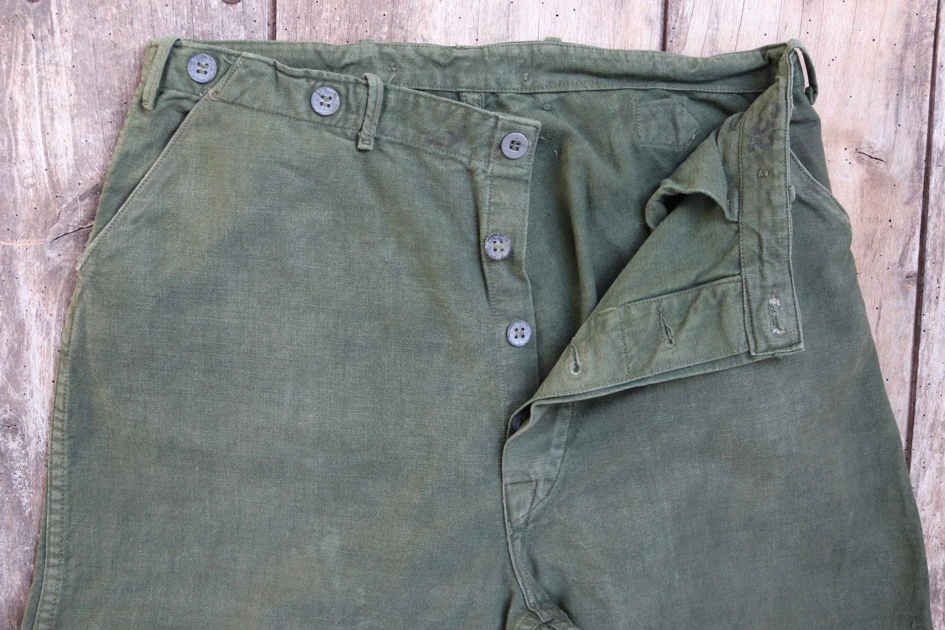 Vintage 1940s Swedish workwear trousers - WW2 utility chore pants - buckle back - 31” x 29”