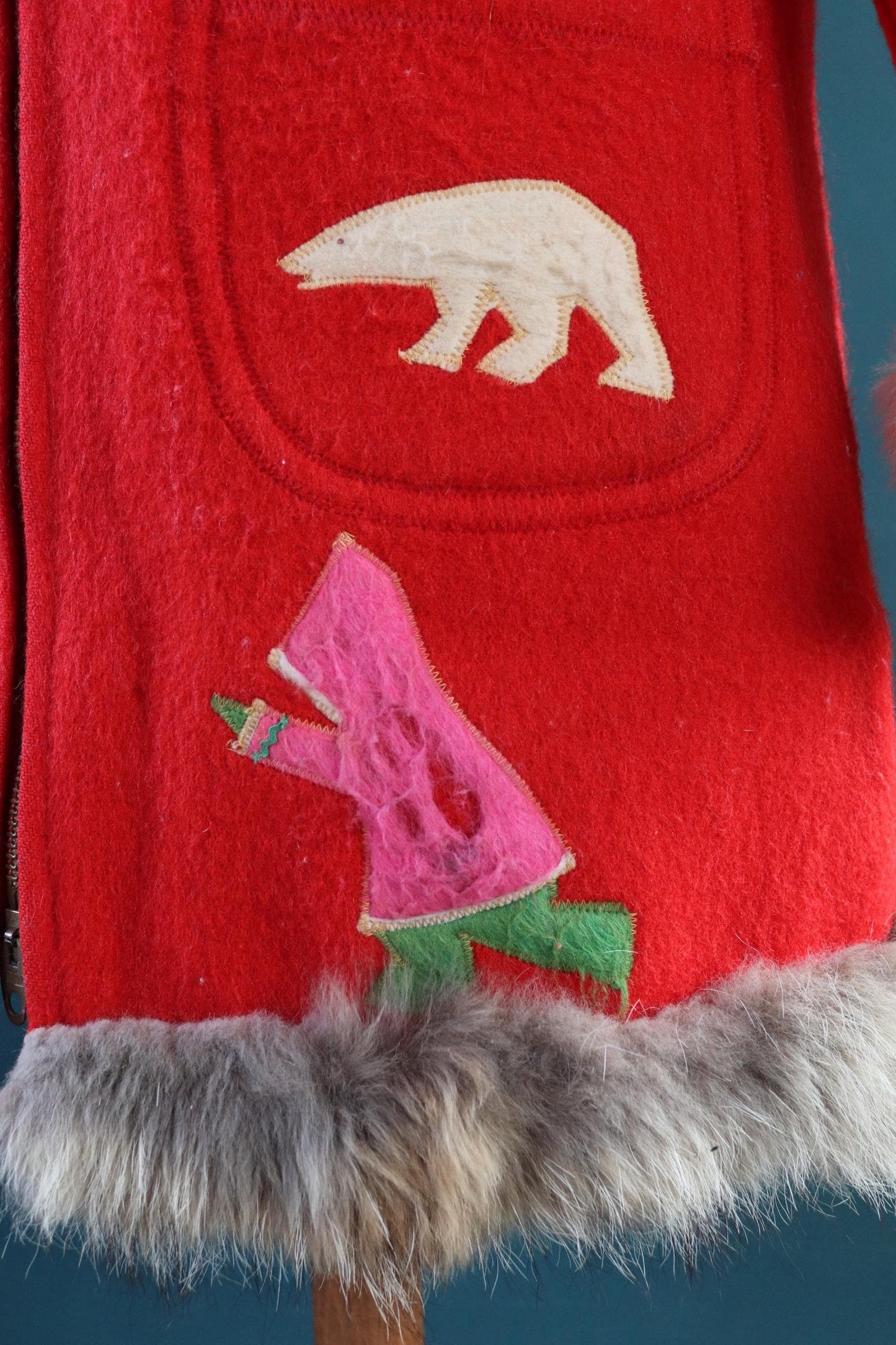 Vintage 1970s embroidered wool coat - Hudsons Bay jacket - Alaskan parka - 40" chest