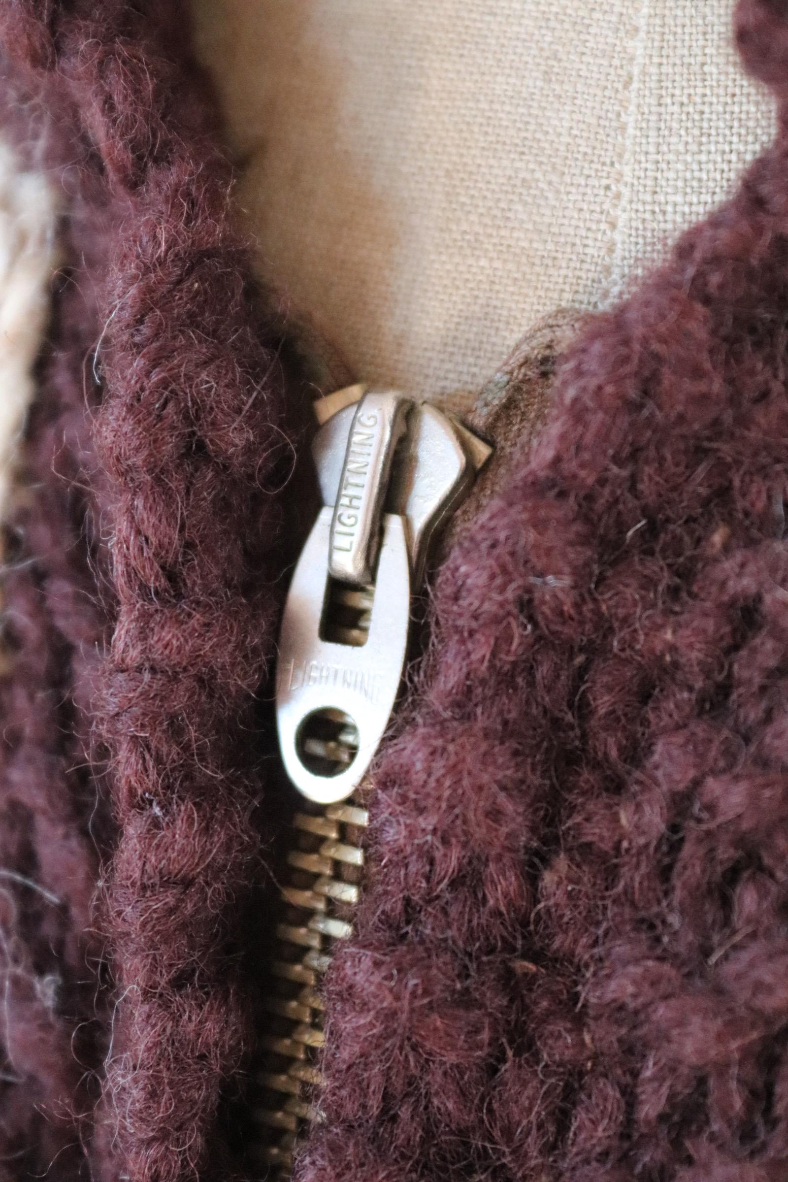 Vintage 1960s wool Cowichan sweater - novelty knit cardigan - oil derrick design - 46” chest