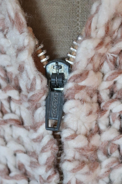 Vintage 1960s Cowichan sweater - 1970s novelty hand knit - shawl collar - train design jumper - 43” chest