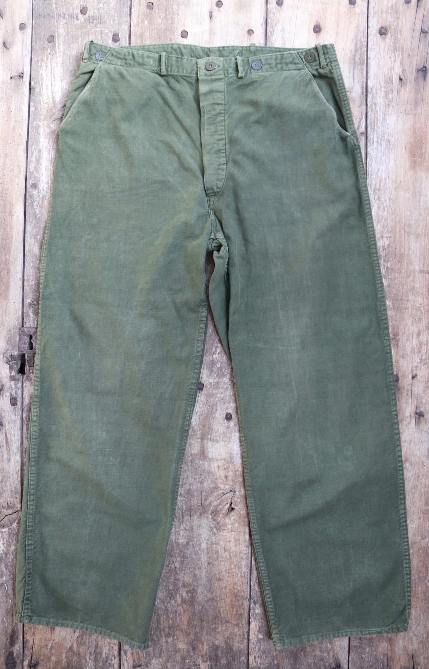 Vintage 1940s Swedish workwear trousers - WW2 utility chore pants - buckle back - 35” x 31”