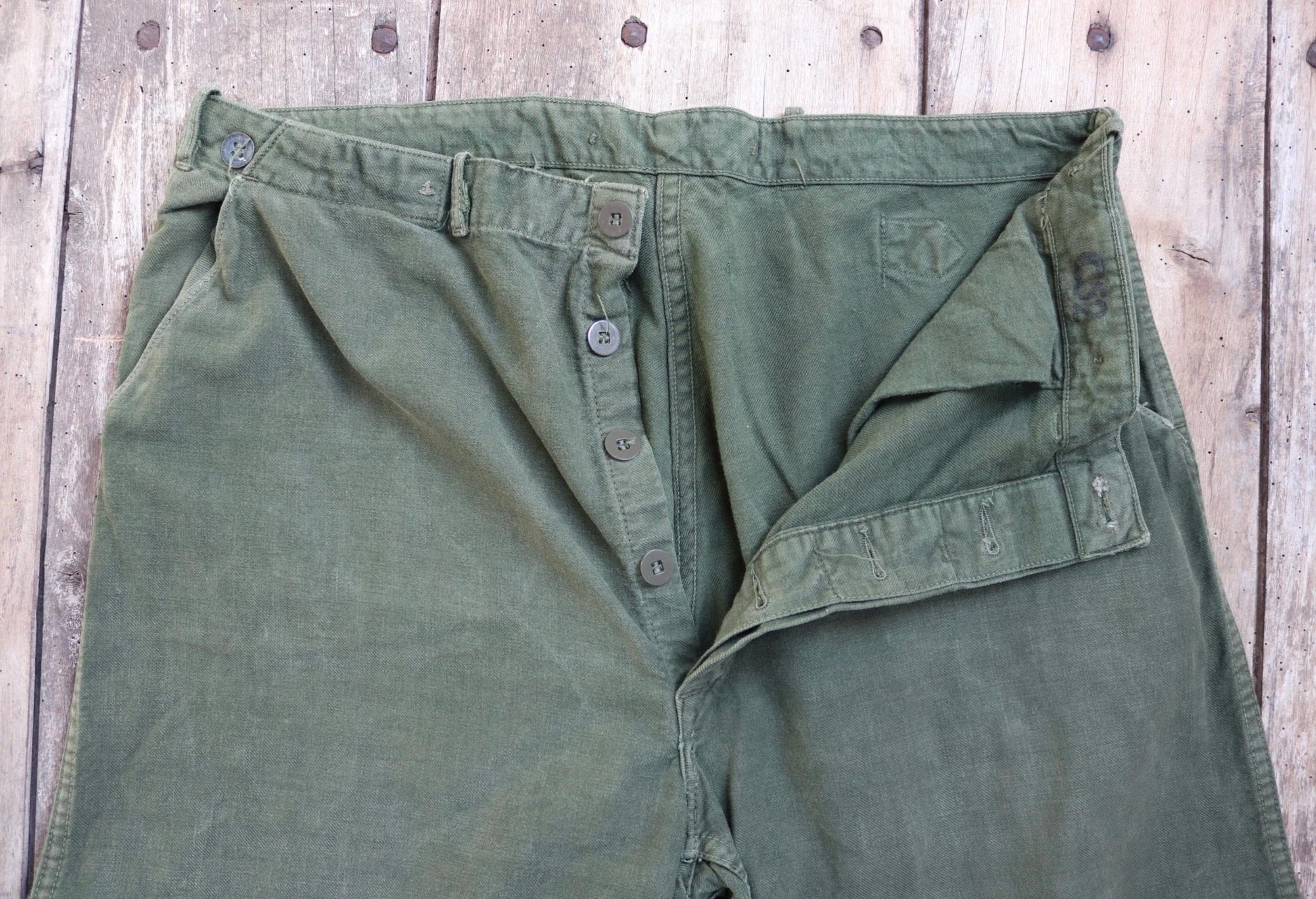 Vintage 1940s Swedish workwear trousers - WW2 utility chore pants - buckle back - 35” x 31”