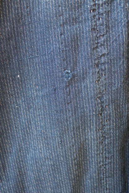 Vintage Japanese boro kimono - indigo kasuri robe - sashiko stitching - traditional dressing gown