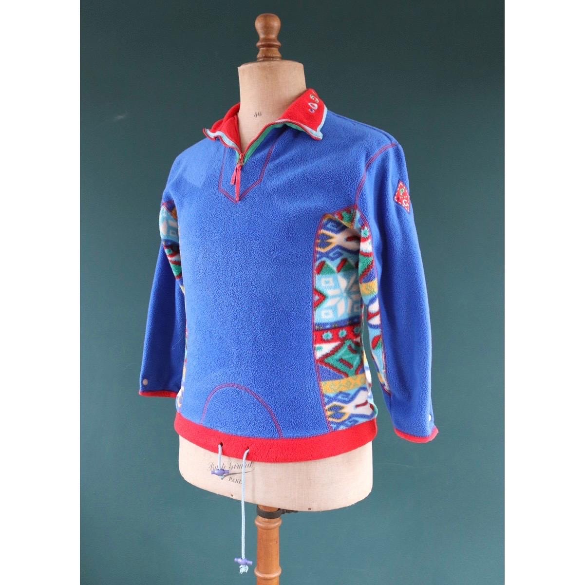 Vintage 1980s Paco polar fleece - 1990s crazy print - 38” chest