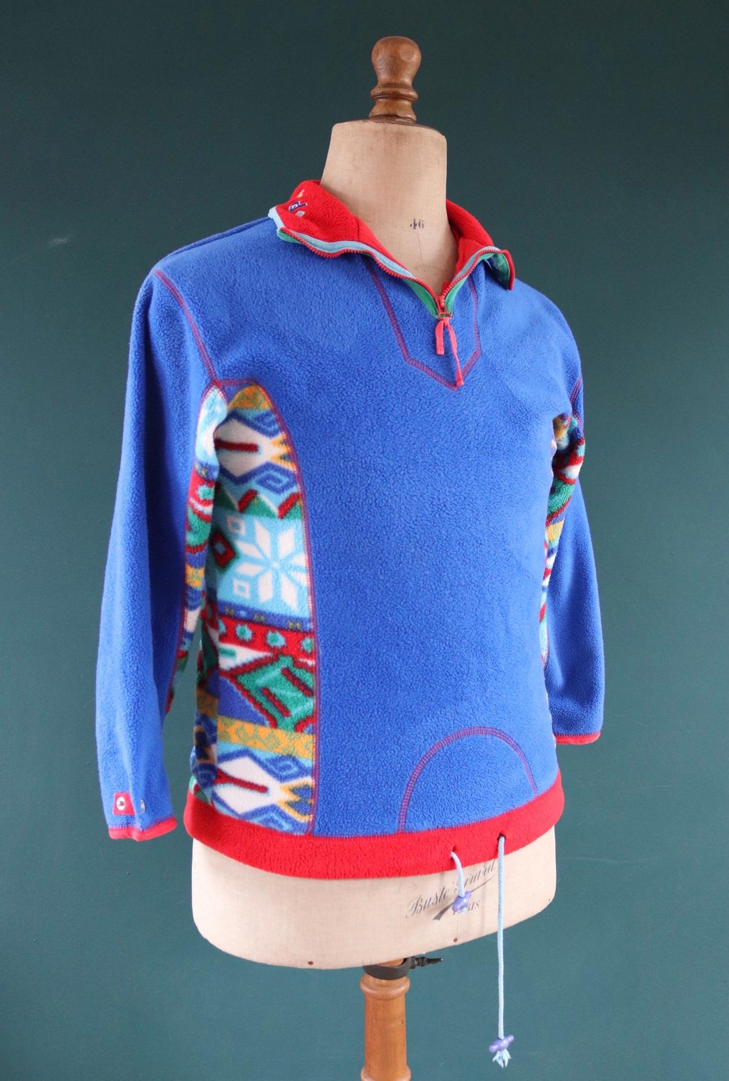 Vintage 1980s Paco polar fleece - 1990s crazy print - 38” chest