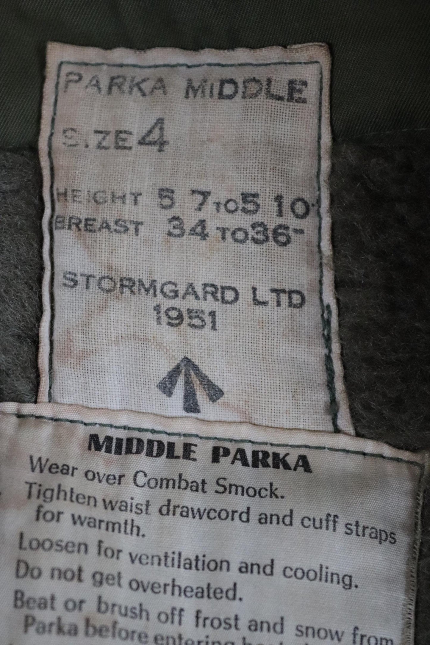 Vintage 1950s British army middle parka - 1st pattern military jacket - extreme cold weather - 42” chest