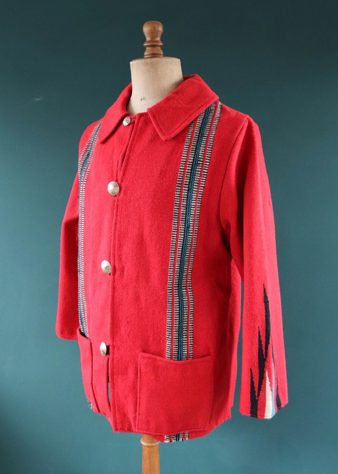 Vintage Chimayo style coat - wool blanket jacket - Toyo Enterprise - 45” chest