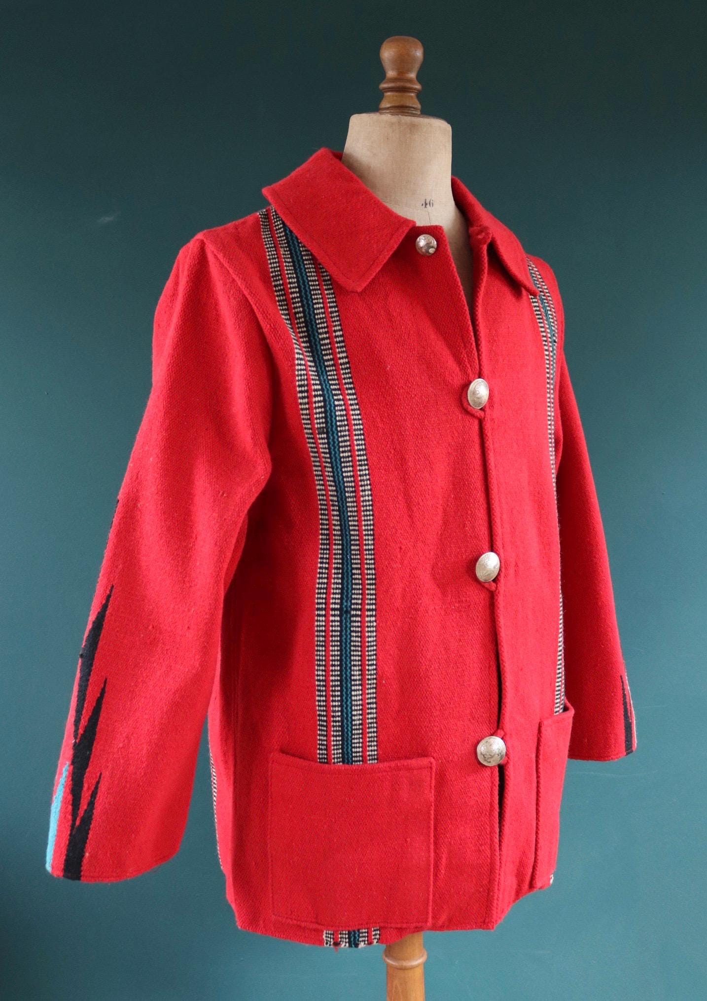 Vintage Chimayo style coat - wool blanket jacket - Toyo Enterprise - 45” chest