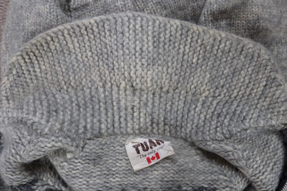 Vintage 1980s Tuak cowichan sweater - chunky wool cardigan - hand knitted jumper - shawl collar - 42” chest