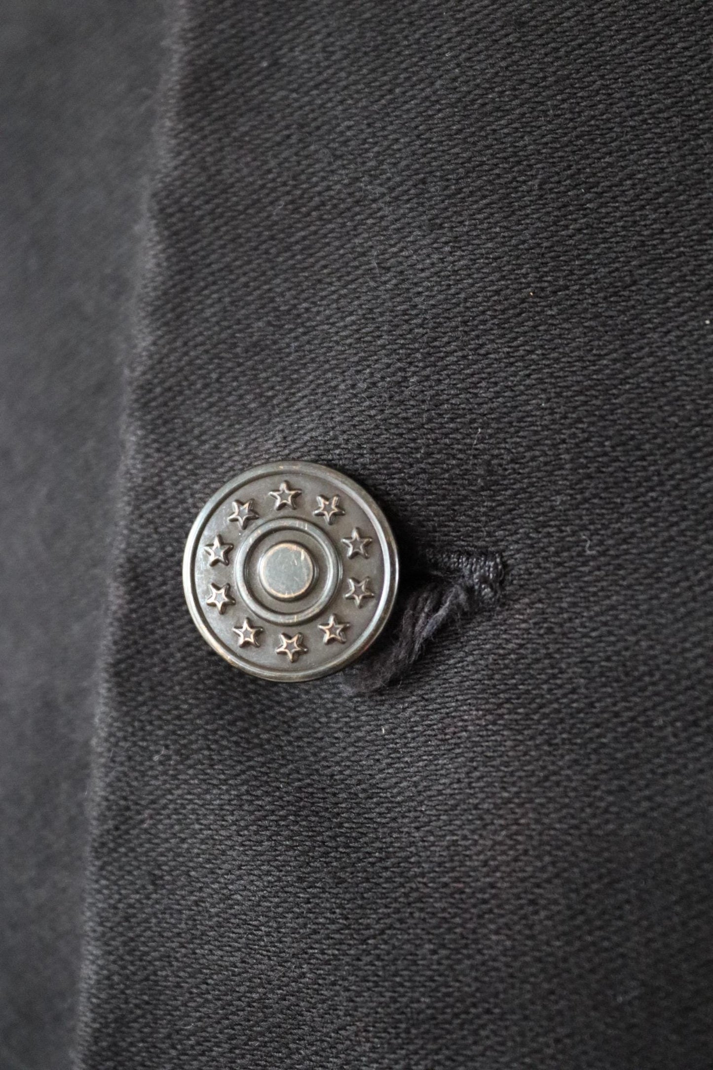 Vintage French black moleskin workwear jacket - chore coat - 45" chest