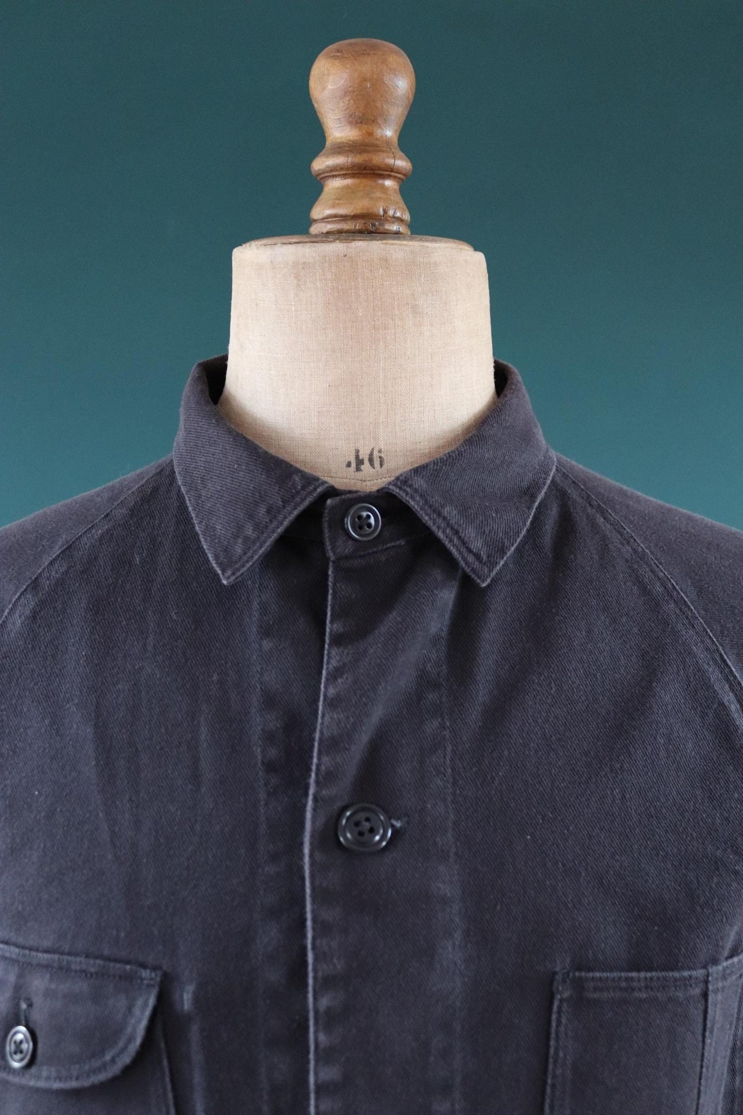 Vintage black cotton workwear jacket - chore coat - Golden Bear - 41" chest