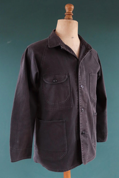 Vintage black cotton workwear jacket - chore coat - Golden Bear - 41" chest