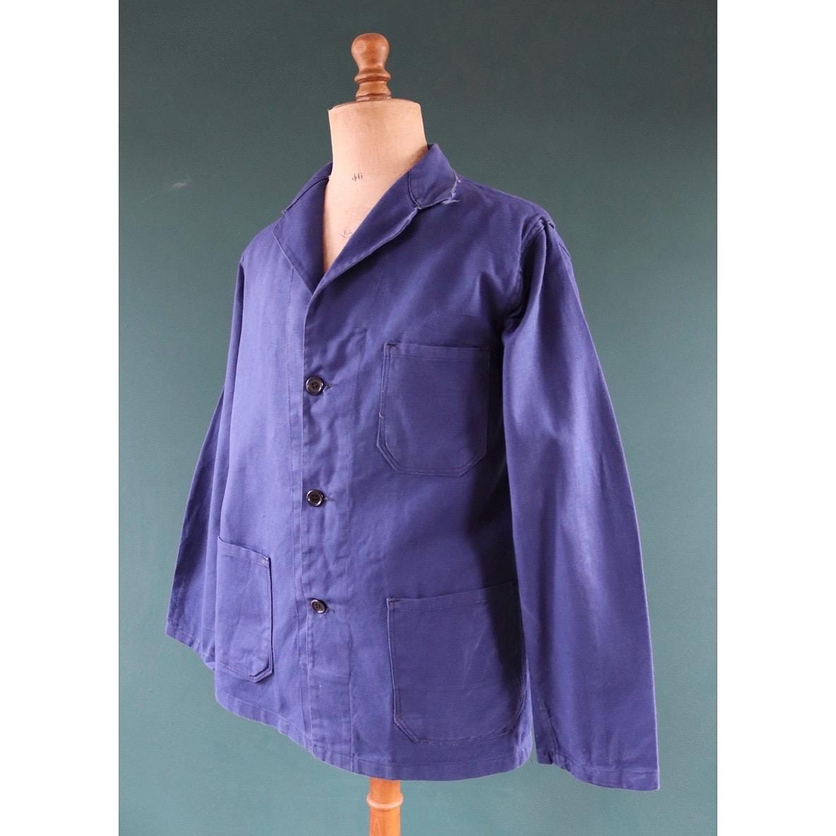 Vintage French workwear jacket - blue chore coat - 46” chest