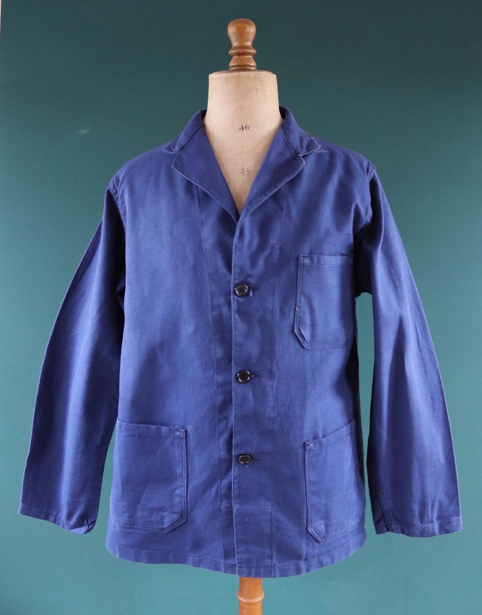 Vintage French workwear jacket - blue chore coat - 46” chest