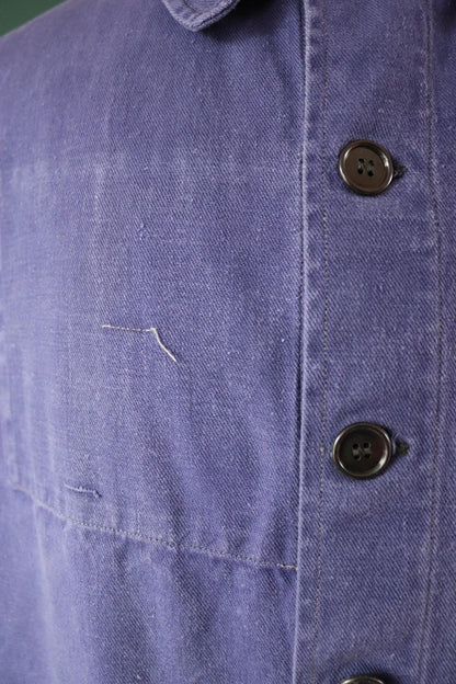 Vintage French workwear jacket - blue chore coat - 53” chest