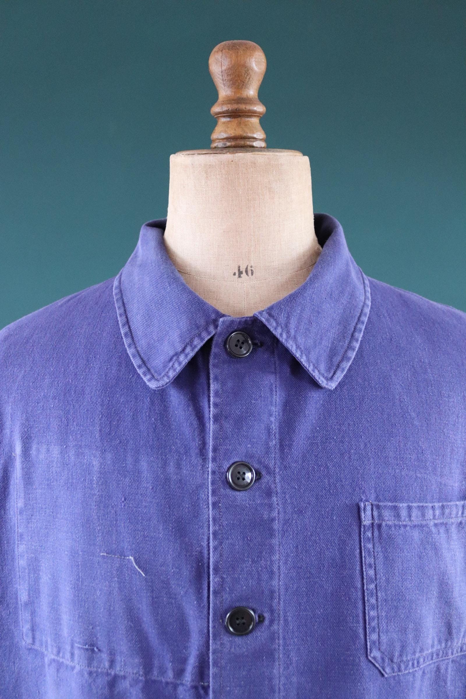 Vintage French workwear jacket - blue chore coat - 53” chest