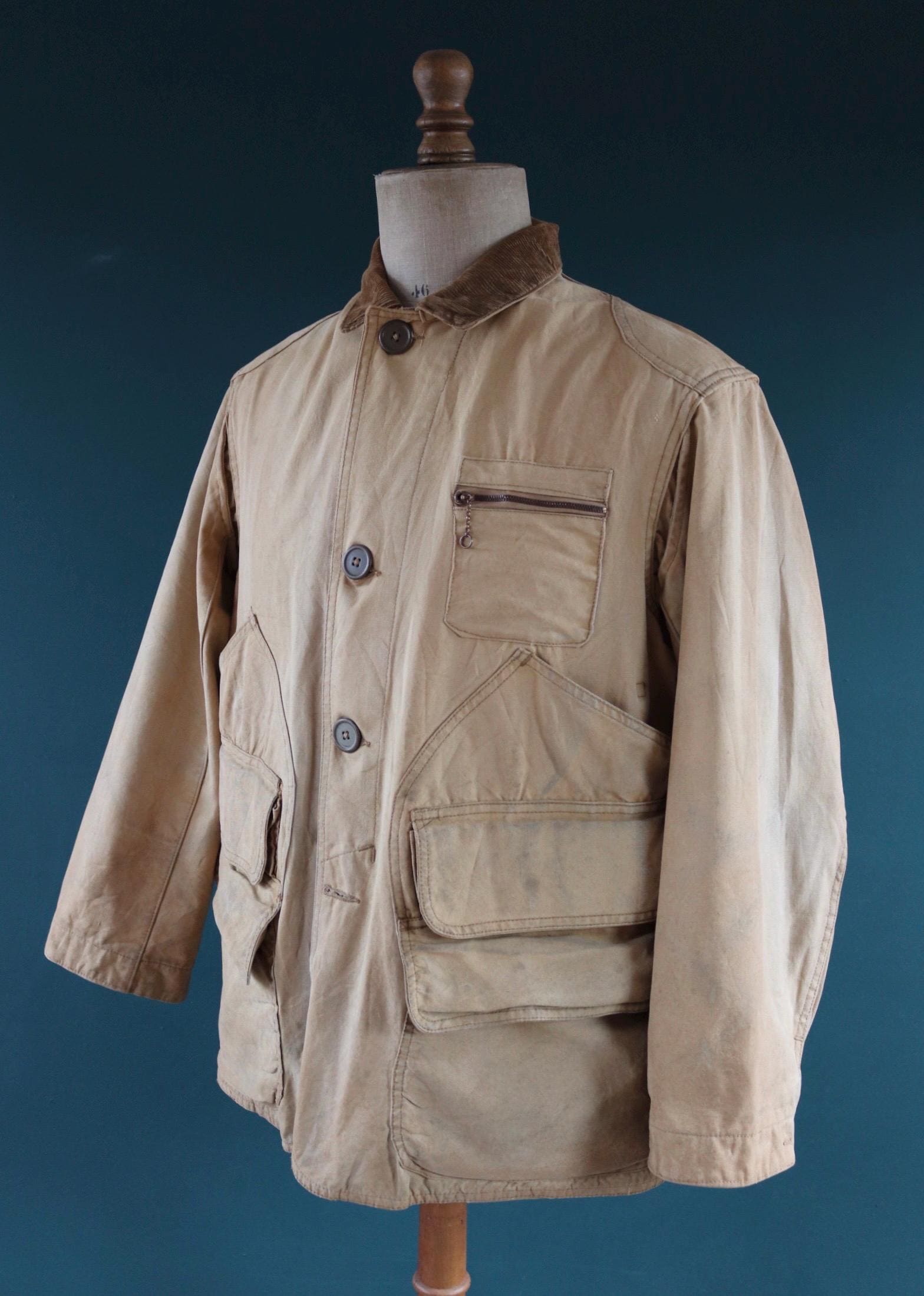 Vintage 1950s canvas hunting jacket - American workwear - chore coat - 48" chest