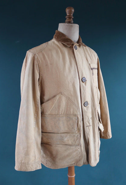Vintage 1950s canvas hunting jacket - American workwear - chore coat - 48" chest