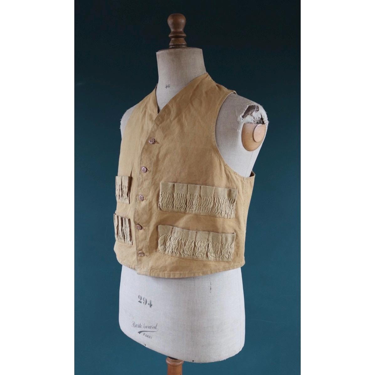 Vintage duck cotton workwear vest - utility waistcoat - 41” chest