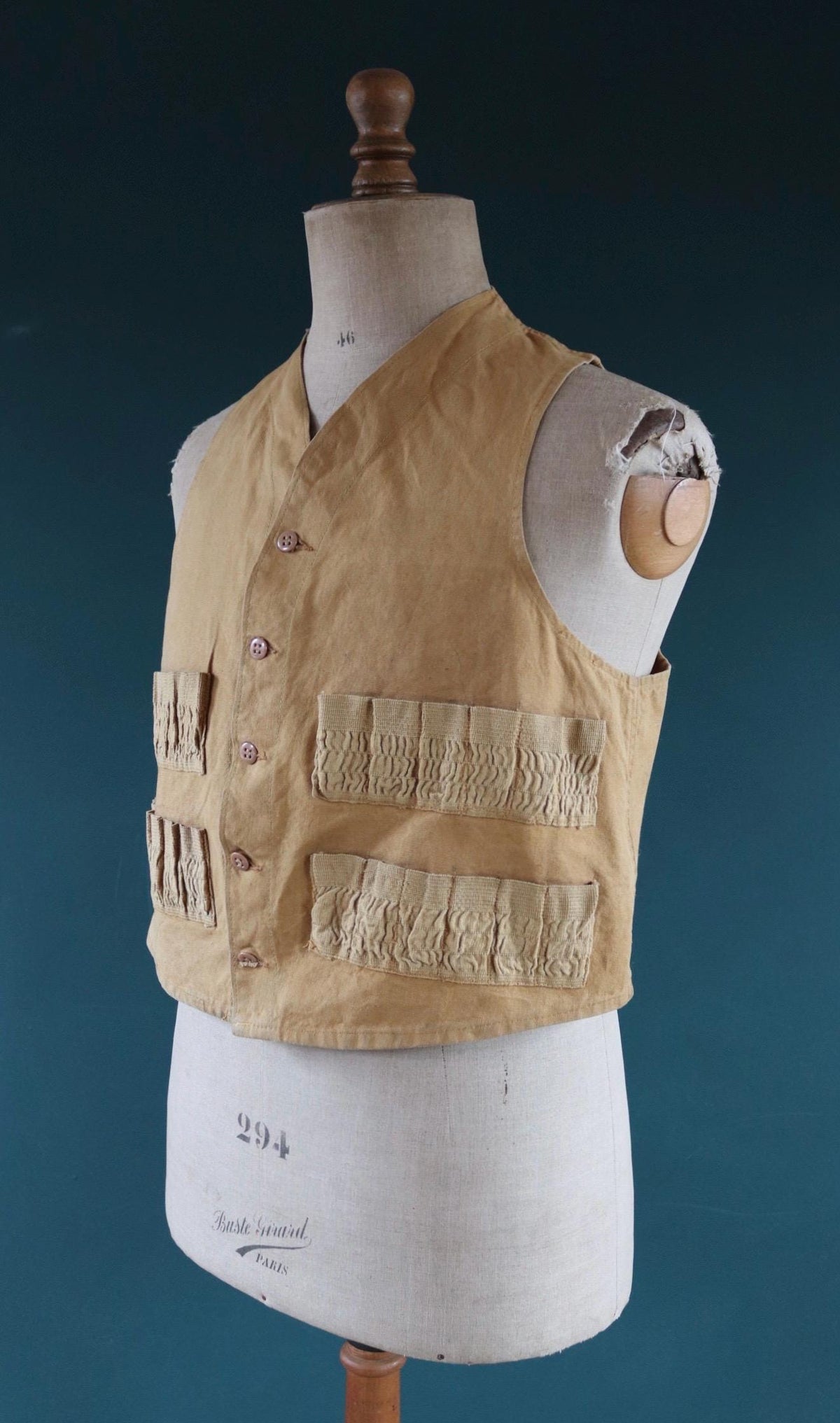 Vintage duck cotton workwear vest - utility waistcoat - 41” chest