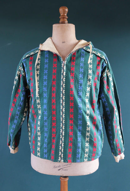 Vintage 1970s crazy print anorak - drizzler jacket - 42” chest - surf windbreaker