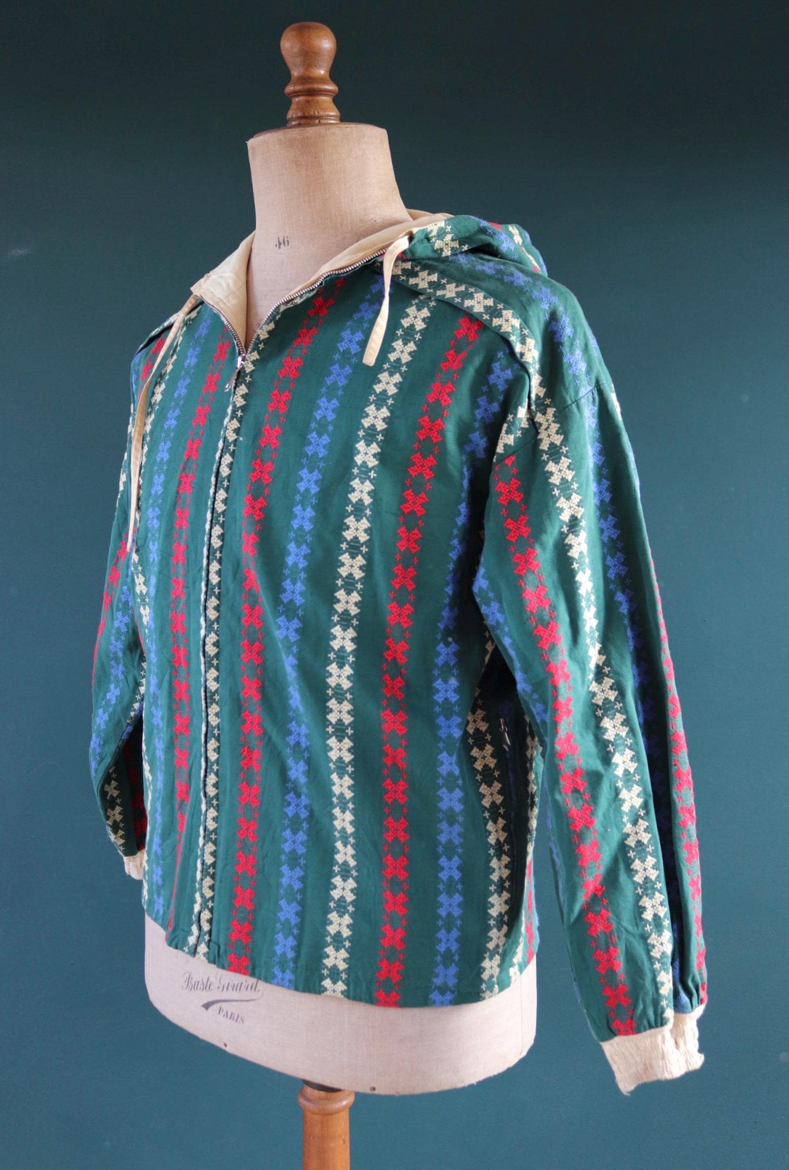 Vintage 1970s crazy print anorak - drizzler jacket - 42” chest - surf windbreaker