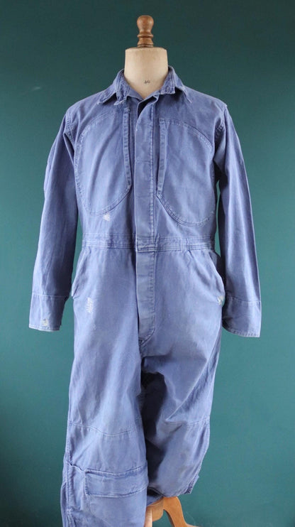 Vintage 1950s Swedish tank crew coveralls - military workwear - boiler suit - 47" x 39" x 30"