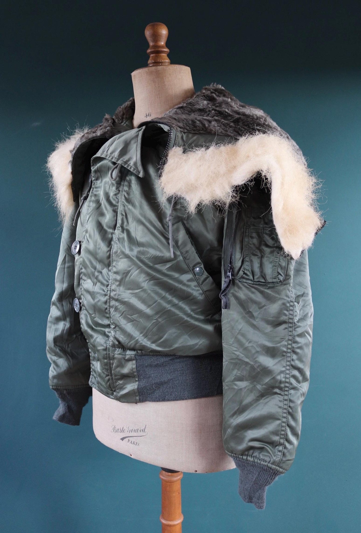 Vintage 1980s USAF N-2B jacket - military parka - extreme cold weather - split hood - 44" chest