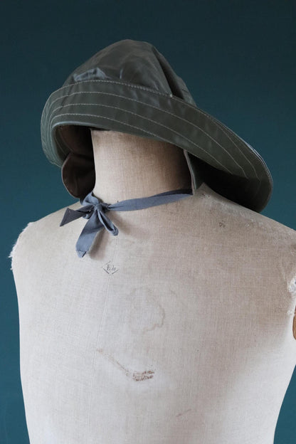 Vintage 1960s PVC sou’wester - waterproof bucket hat - fisherman workwear - rainwear - Swedish military