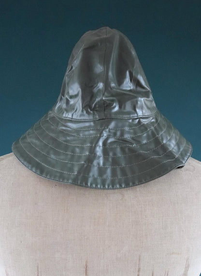 Vintage 1960s PVC sou’wester - waterproof bucket hat - fisherman workwear - rainwear - Swedish military