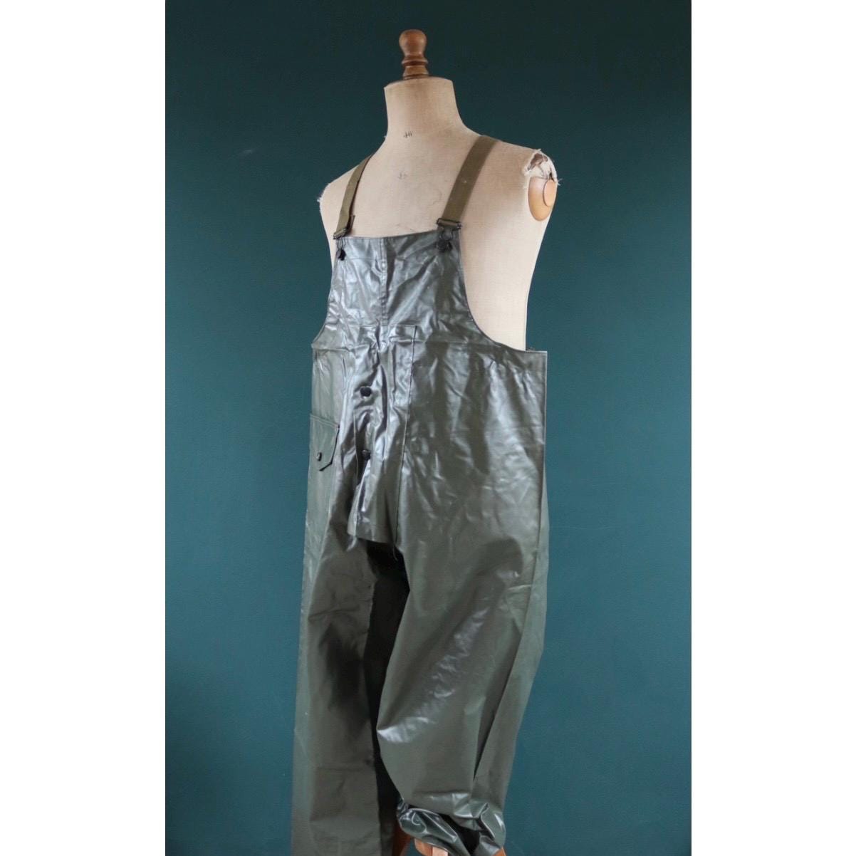 Vintage 1980s Italian Navy waterproofs - deck overalls - foul weather gear - 45" x 28”