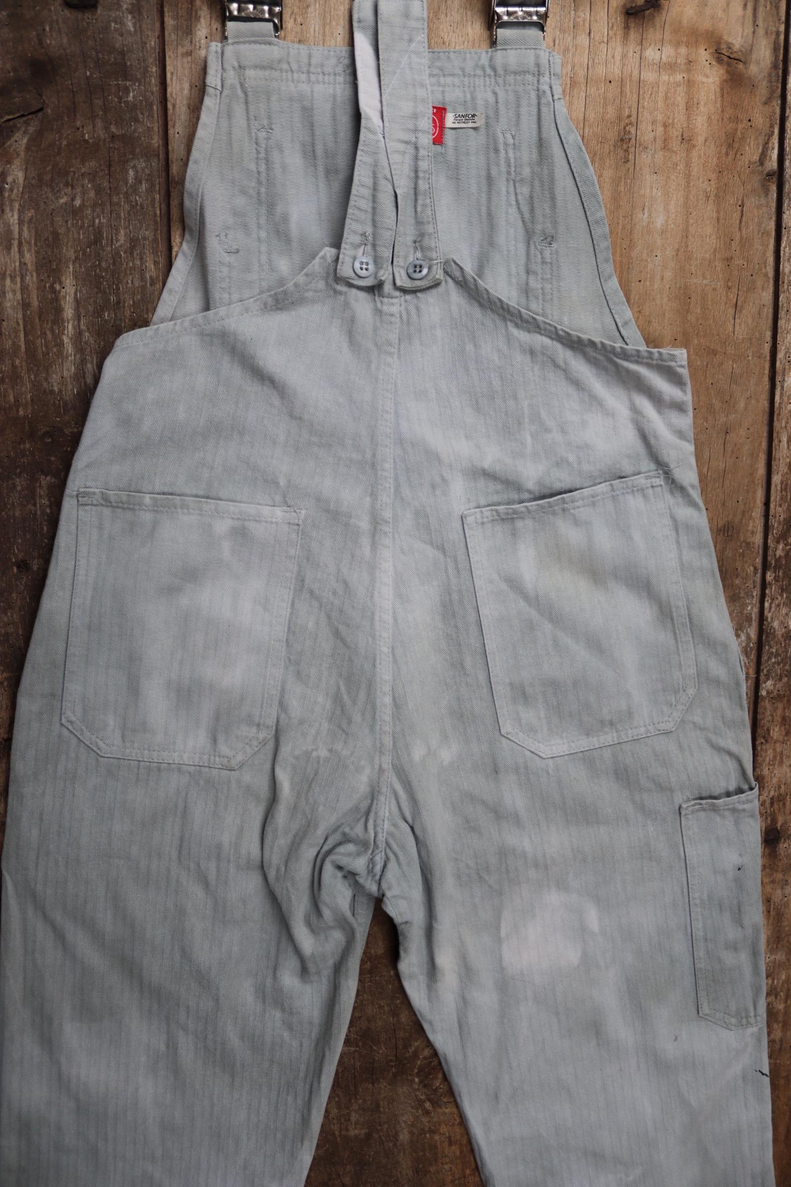 Vintage 1960s French workwear overalls - HBT cotton twill dungarees - 32” x 29”