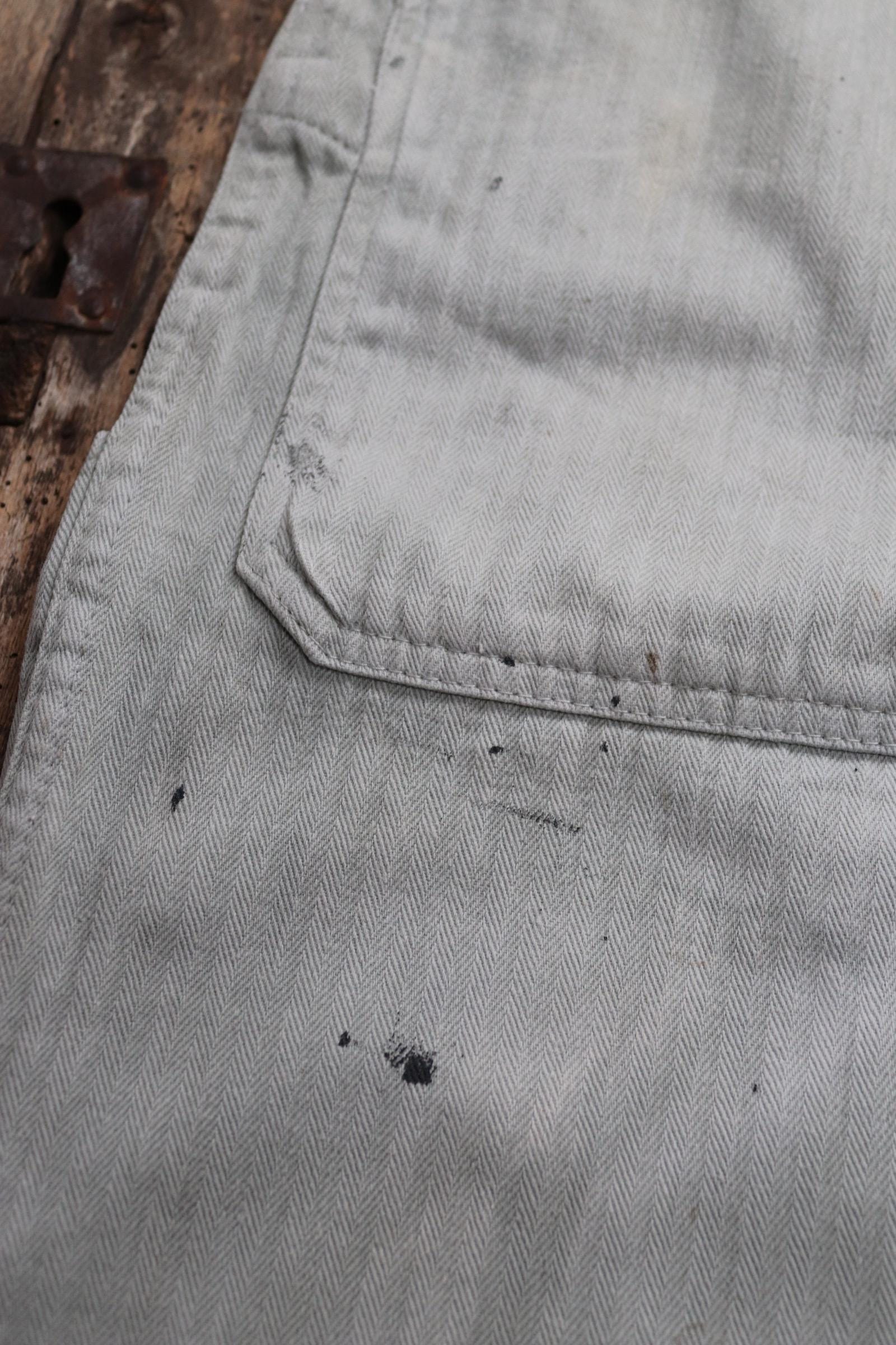 Vintage 1960s French workwear overalls - HBT cotton twill dungarees - 32” x 29”