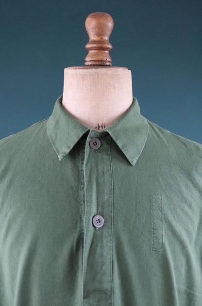 Vintage 1970s Swedish military workwear shirt - M59 - fältskjorta - green cotton army smock - 49” chest