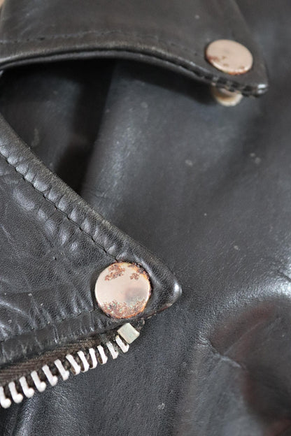 Vintage 1980s black leather biker jacket - 46” chest