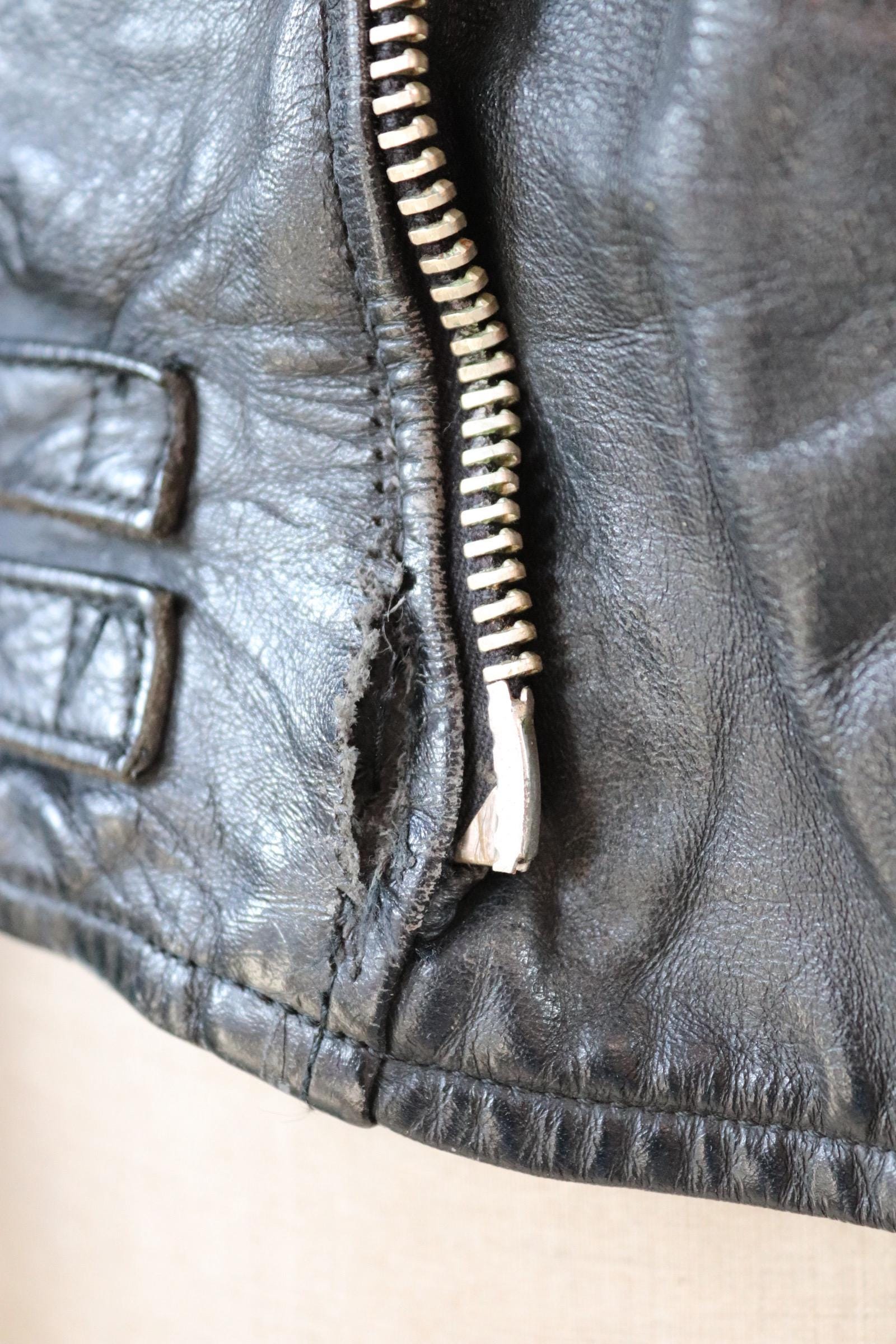 Vintage 1980s black leather biker jacket - 40” chest